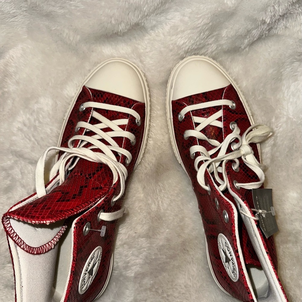 Converse Unisex Red Leather All Star High-Tops Sz (10.5 Women’s or Men’s 8.5) - Picture 14 of 14